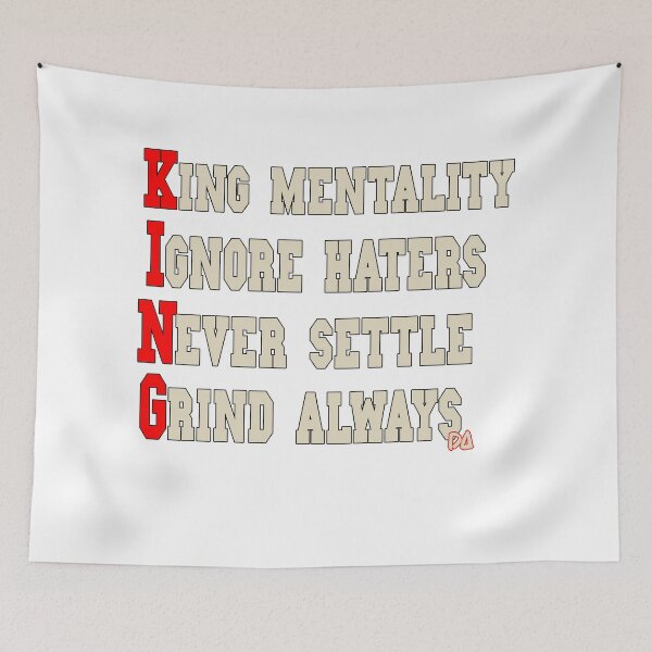 Item preview, KING Mentality Acronym Motivational Quote Varsity Typography Streetwear Graphic designed and sold by DesignArtist.ia.