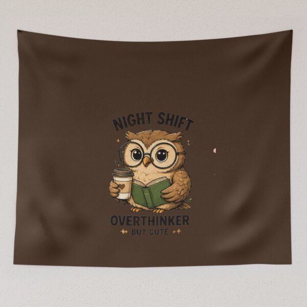 Item preview, Night Shift Overthinker Owl Shirt designed and sold by Hobby-up.