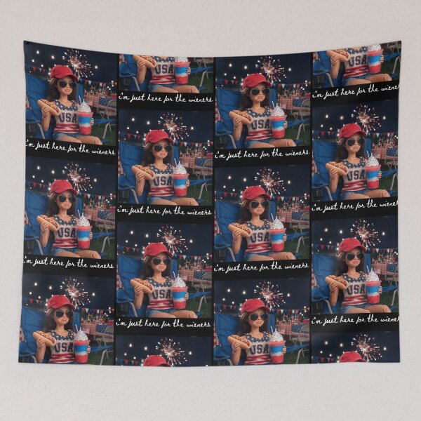 Item preview, I’m Just Here For The Wieners Patriotic Doll Girl 4th of July designed and sold by jinajinawoodood.