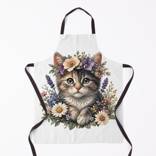 Item preview, Cute Kitten with Floral Crown and Daisies designed and sold by Jaideep Walia.