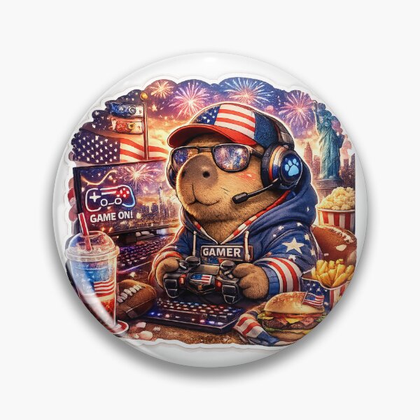 Item preview, Capybara Gaming Cartoon Design USA designed and sold by Aramdesing.