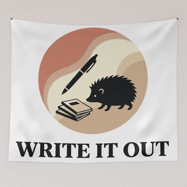 Item preview, Write It Out - Grounded Hedgehog & Pen Slow Living Graphic designed and sold by ArcApparel2020.