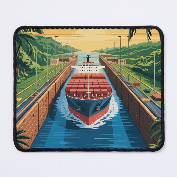 Item preview, Panama Canal Poster Vintage Tropical Ship Travel Art designed and sold by pod24.