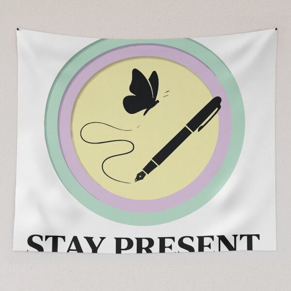 Item preview, Stay Present - Flying Butterfly & Fine Liner Pen Art designed and sold by ArcApparel2020.