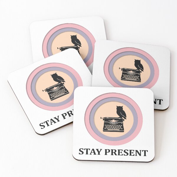 Item preview, Stay Present - Vintage Typewriter & Owl Journaling Vibe designed and sold by ArcApparel2020.