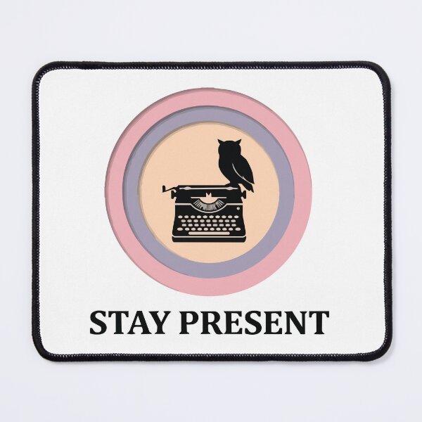 Item preview, Stay Present - Vintage Typewriter & Owl Journaling Vibe designed and sold by ArcApparel2020.