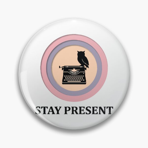 Item preview, Stay Present - Vintage Typewriter & Owl Journaling Vibe designed and sold by ArcApparel2020.
