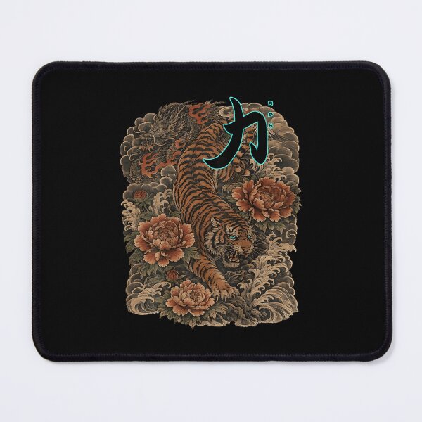 Item preview, Tiger Boho Floral Japanese Tattoo Handwritten Style designed and sold by jinajinawoodood.