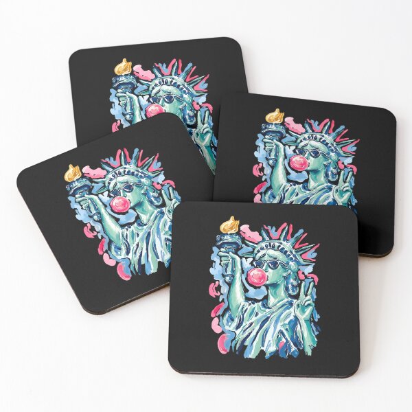 Item preview, Statue of Liberty Blowing Bubble Gum 4th of July Brushstroke Art designed and sold by jinajinawoodood.