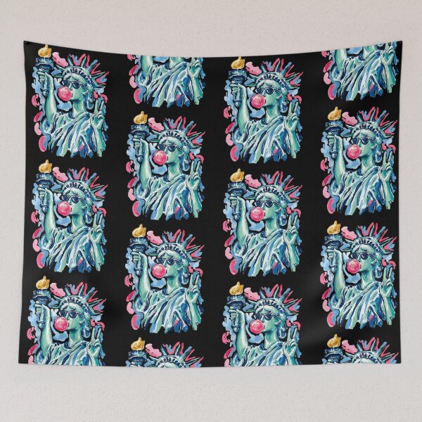 Item preview, Statue of Liberty Blowing Bubble Gum 4th of July Brushstroke Art designed and sold by jinajinawoodood.