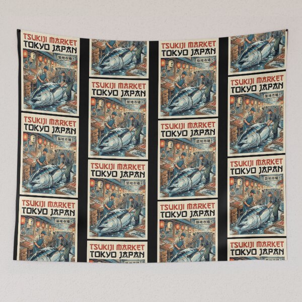 Item preview, Japanese Tsukiji Fish Market Japan Travel Art designed and sold by jinajinawoodood.