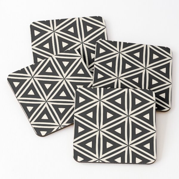 Item preview, Triad Pulse – Black & Beige Triangle Pattern designed and sold by Pattern Fusion Creations.