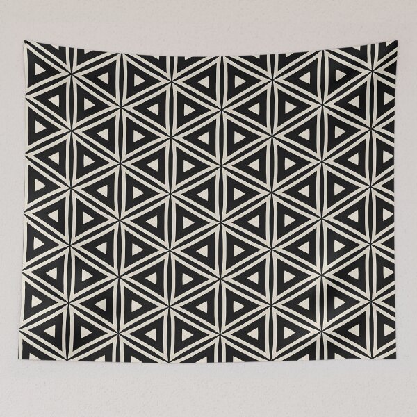 Item preview, Triad Pulse – Black & Beige Triangle Pattern designed and sold by Pattern Fusion Creations.