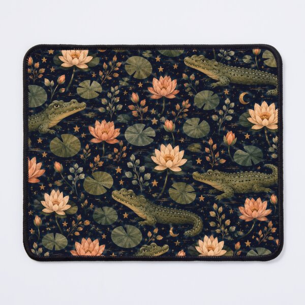 Item preview, Seamless Pattern - Moonlit Alligator Garden designed and sold by ForeverPrintsOK.