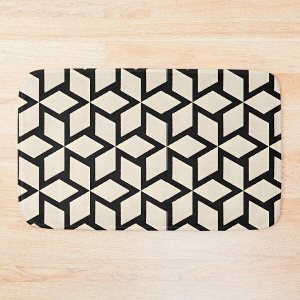 Item preview, Retro Blocks – Isometric Cube Pattern in Black & Beige designed and sold by Pattern Fusion Creations.