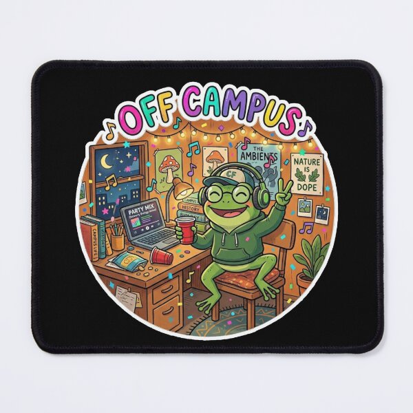 Item preview, OFF CAMPUS Party Frog – Funny College Cartoon Party Aesthetic designed and sold by ArtsyExplorer.