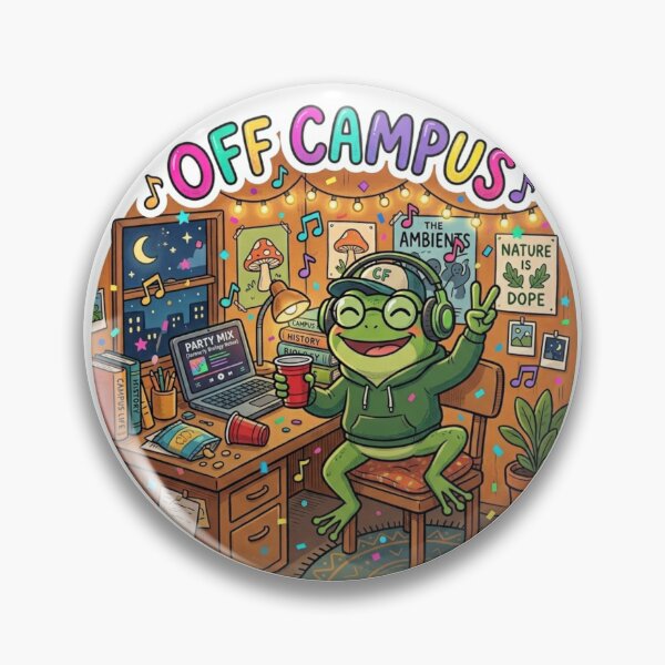 Item preview, OFF CAMPUS Party Frog – Funny College Cartoon Party Aesthetic designed and sold by ArtsyExplorer.