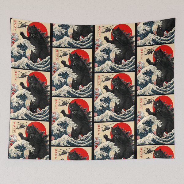 Item preview, Funny Catzilla Cat Japanese Anime Kaiju Art designed and sold by jinajinawoodood.