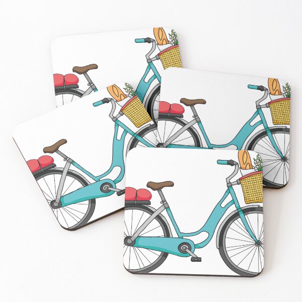 Item preview, Cute Teal Bicycle with Picnic Basket designed and sold by Art-Essa.