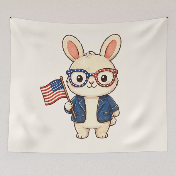 Item preview,  Cute Patriotic Bunny With American Flag  designed and sold by SweetLilith.