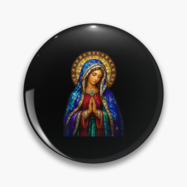 Item preview, Praying Virgin Mary Stained Glass Catholic Devotion Religious Art designed and sold by jinajinawoodood.