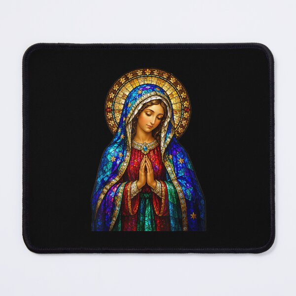Item preview, Praying Virgin Mary Stained Glass Catholic Devotion Religious Art designed and sold by jinajinawoodood.
