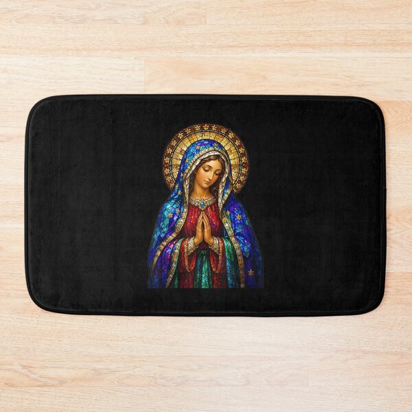 Item preview, Praying Virgin Mary Stained Glass Catholic Devotion Religious Art designed and sold by jinajinawoodood.