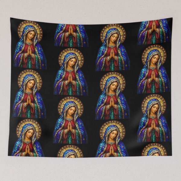 Item preview, Praying Virgin Mary Stained Glass Catholic Devotion Religious Art designed and sold by jinajinawoodood.