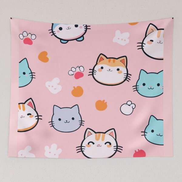 Artikelvorschau, Niedliches Kawaii-Katzenmuster – Entzückendes Pastellkätzchen entworfen und verkauft von IMuDesigner.