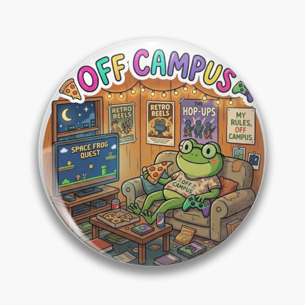 Item preview, OFF CAMPUS Couch Frog – Cozy Student Apartment Cartoon Art designed and sold by ArtsyExplorer.