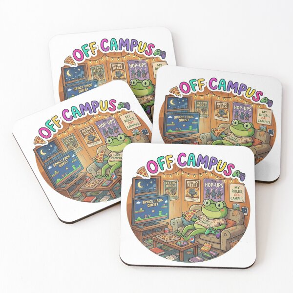 Item preview, OFF CAMPUS Couch Frog – Cozy Student Apartment Cartoon Art designed and sold by ArtsyExplorer.