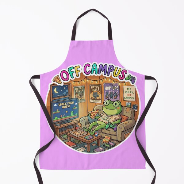 Item preview, OFF CAMPUS Couch Frog – Cozy Student Apartment Cartoon Art designed and sold by ArtsyExplorer.