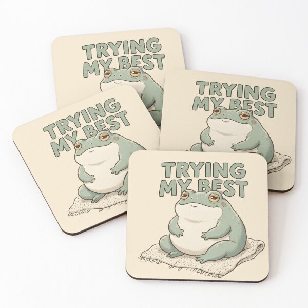 Item preview, Cute Trying My Best Frog Sticker - Funny Relatable Frog T-Shirt, Chubby Frog Art designed and sold by ZyxDes.