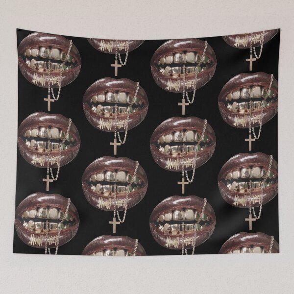 Item preview, Gold Grill Lips Diamond Cross Teeth Hip Hop Aesthetic designed and sold by jinajinawoodood.