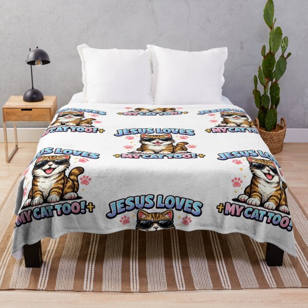 Item preview, Funny Christian Cat Shirt – Cool Kitty Jesus Loves My Cat Too designed and sold by ArtsBorn2Create.