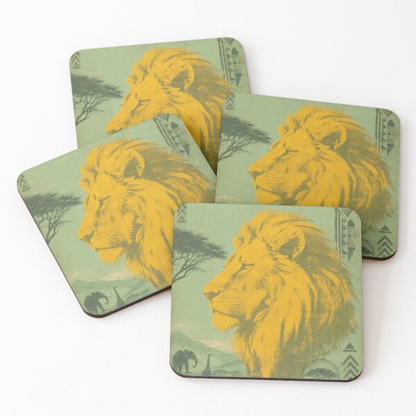 Item preview, Golden Lion — Seafoam Retro with Deep Safari Motif designed and sold by Jandedan.