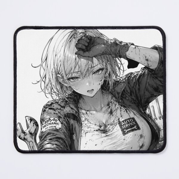 Item preview, Anime Mechanic Girl – Black and White Automotive Waifu designed and sold by Ericks0087.