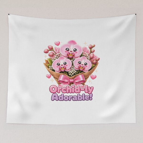 Item preview, Kawaii Pink Orchid Bouquet | Cute Floral Pun designed and sold by Dulxoz.