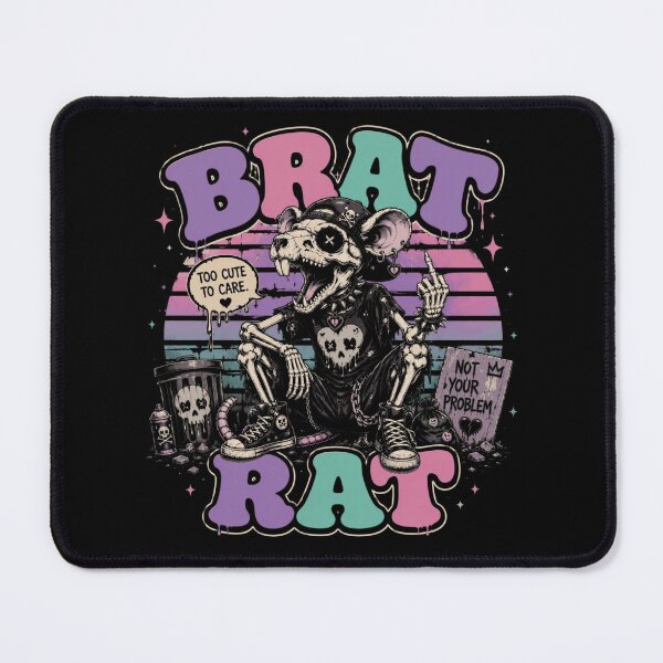 Item preview, Brat Rat Skeleton Rat Goth T-Shirt – Too Cute To Care Punk Goth Rat designed and sold by printedartgoods.