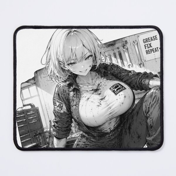 Item preview, Anime Mechanic Girl – Black and White Automotive Waifu designed and sold by Ericks0087.