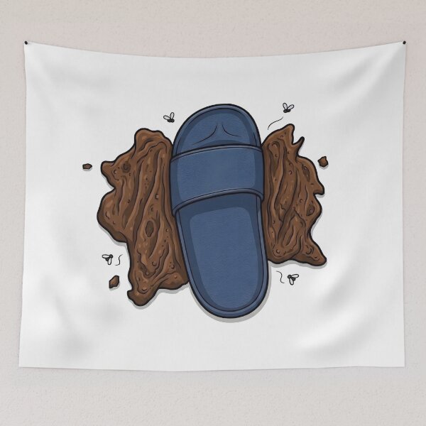 Item preview, Maybe It's Good Luck - Funny Slipper Stepping in Poop (Blue) designed and sold by HornbillDesign.