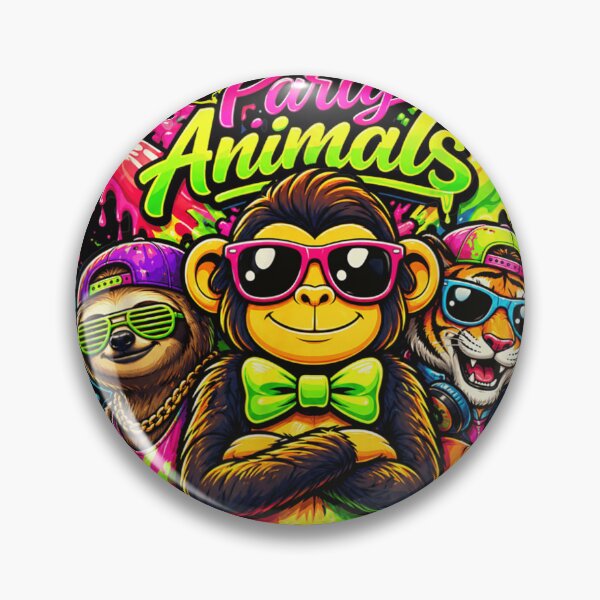 Item preview, Vibrant Neon Party Animals Monkey Sloth And Tiger Wearing Cool Sunglasses designed and sold by KarimeRenin.
