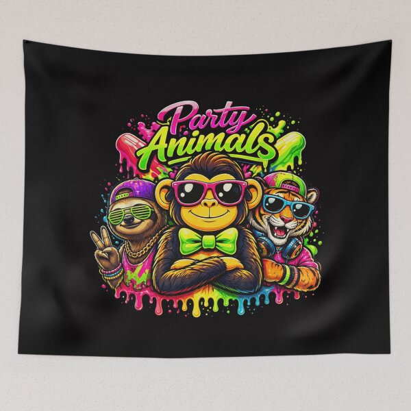 Item preview, Vibrant Neon Party Animals Monkey Sloth And Tiger Wearing Cool Sunglasses designed and sold by KarimeRenin.