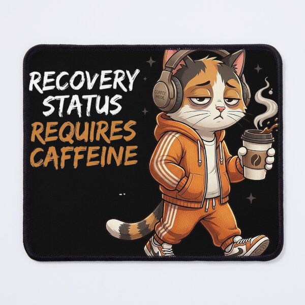 Item preview, Funny Coffee Cat Gym Recovery Caffeine Humor Tee designed and sold by CrystalMineArts.