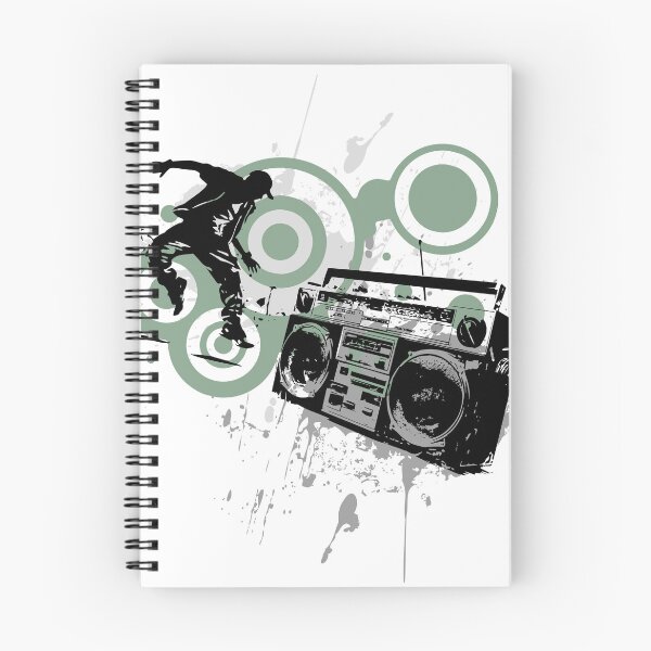 Item preview, Grunge Frutiger Metro graffiti - Vintage radio Boombox - Black stencils and green circles designed and sold by Pics'Elle Creations.