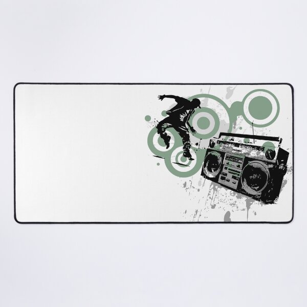 Item preview, Grunge Frutiger Metro graffiti - Vintage radio Boombox - Black stencils and green circles designed and sold by Pics'Elle Creations.