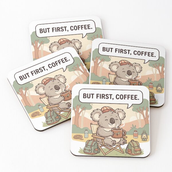Item preview, Funny Koala Coffee Lover Vacation Sticker designed and sold by SoftAuraStudi0.