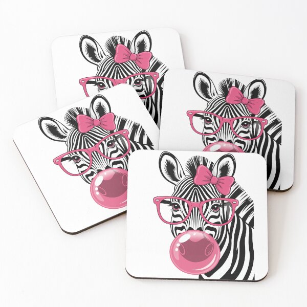 Item preview, A zebra with pink glasses and chewing gum designed and sold by jkrphoto.