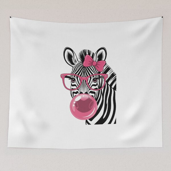 Item preview, A zebra with pink glasses and chewing gum designed and sold by jkrphoto.