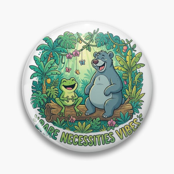 Item preview, Bare Necessities Vibes – Frog & Friendly Jungle Bear Cartoon Art designed and sold by ArtsyExplorer.